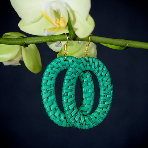 Handmade Earrings Dyed Rattan from Philippines