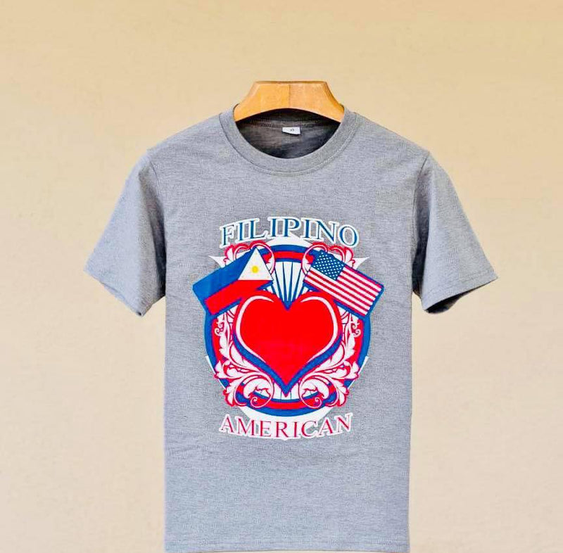 Filipino American T-shirts Gray