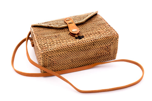 Leather best sale rattan bag